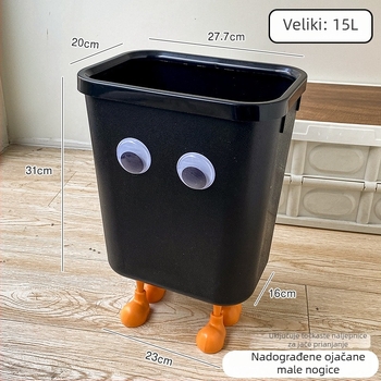 Slatka karikatura kanta za smeće velikog kapaciteta 12 L za kućnu upotrebu — elegantna u kuhinji, kupaonici i spavaćoj sobi, DIY poklon