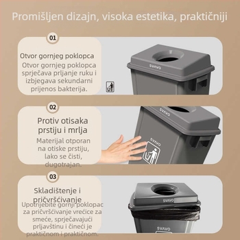 Veliki kvadratni plastični kanta za otpadke, za komercijalne kupaonice, otvoreni vrh, 12 L+