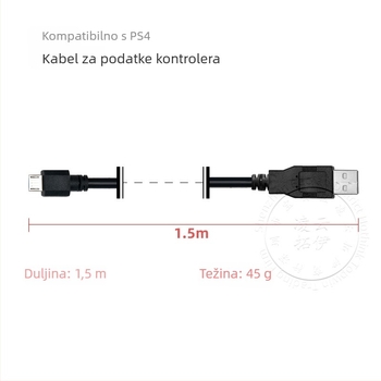 PS4 bežični kontroler kabel za napajanje, USB podatkovni kabel, fleksibilan USB kabel za esport, brzo punjenje, kompatibilan s PS5
