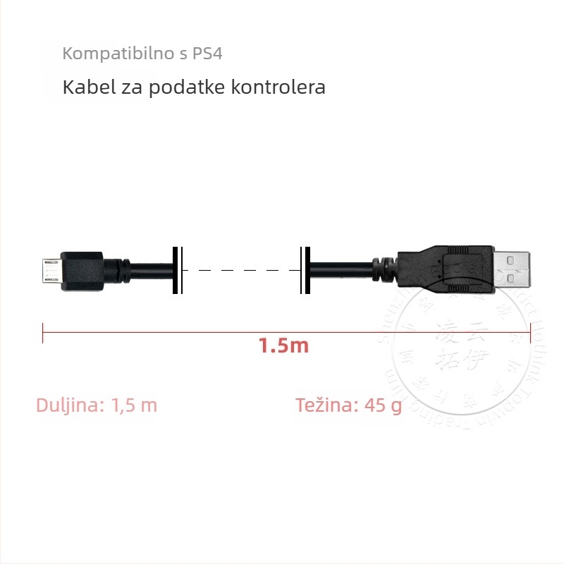 PS4 bežični kontroler kabel za napajanje, USB podatkovni kabel, fleksibilan USB kabel za esport, brzo punjenje, kompatibilan s PS5