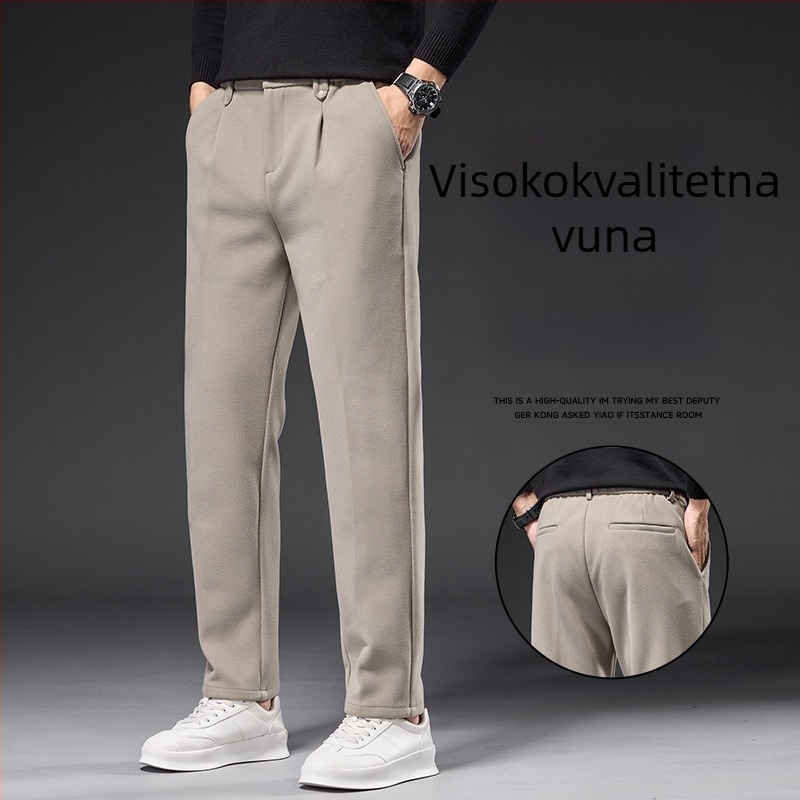 Muške jesenske casual hlače sive boje, s drapiranim efektom, otporne na nabiranje, ravni kroj, skraćena duljina