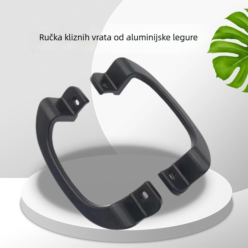 Ručka za klizna vrata od aluminijske legure, oblik C, površinski montirana za staklena balkonska vrata, crna