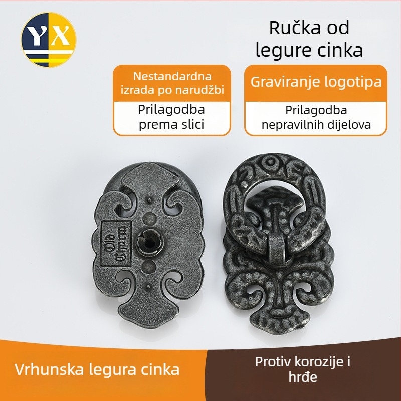 Ručka od cinkovog legura za ormare, antik završetak elektroplate, prilagodljiva za vrata i ladice