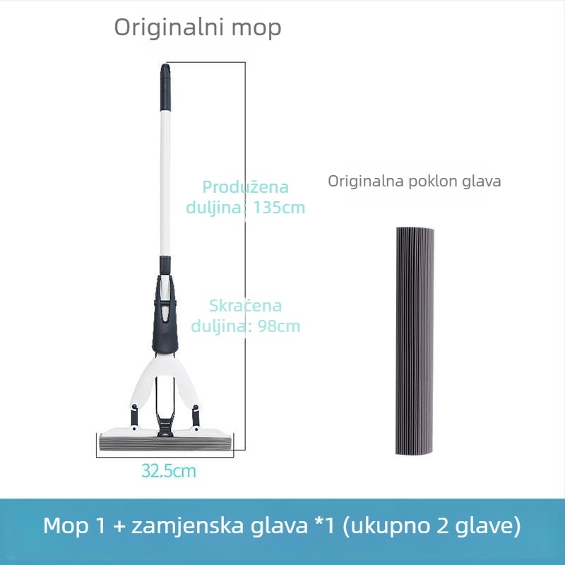 Miaojie spužvasti mop za kućnu upotrebu, sklopivi, cijedi vodu, upijajući, velika veličina, bez ručnog pranja