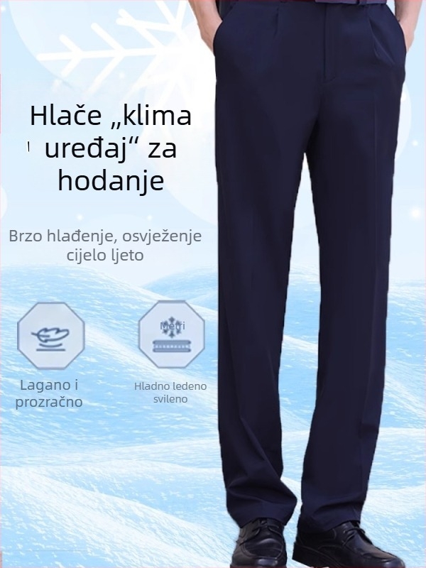 Muške hlače od Tencela za gradski stil – ravni kroj, duge, s osjećajem hlađenja, rastezljive poslovne hlače