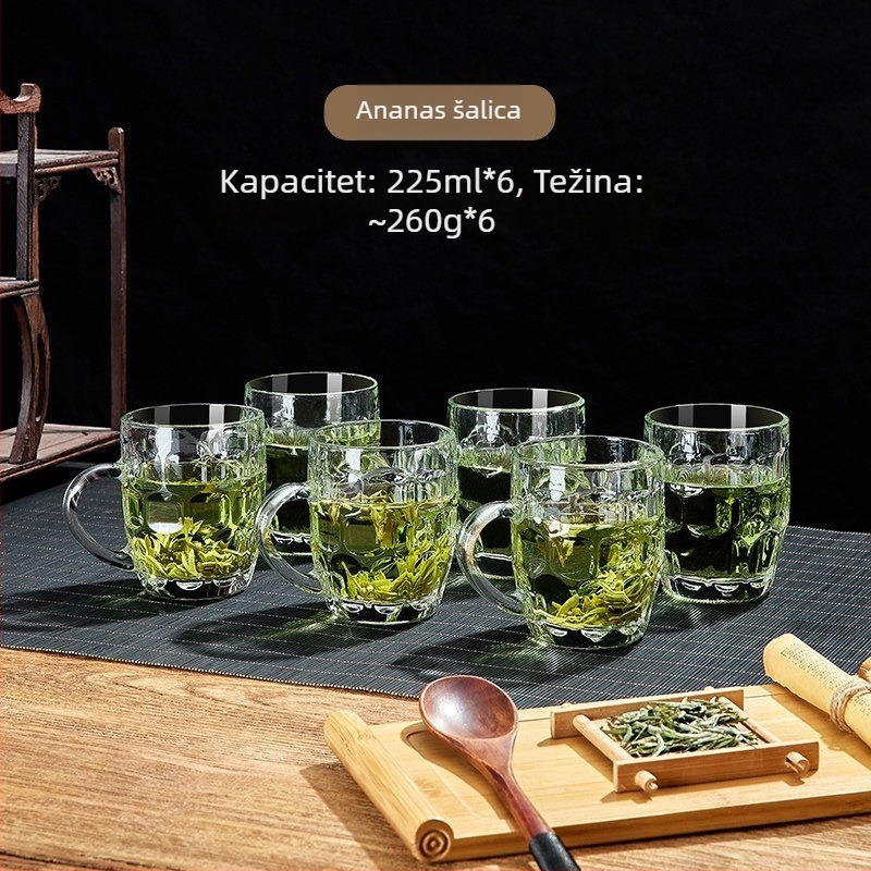Green Apple staklena šalica za čaj s držačem, termički otporna, za ured, osobna upotreba, vrhunske kvalitete