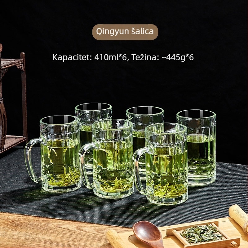 Green Apple staklena šalica za čaj s držačem, termički otporna, za ured, osobna upotreba, vrhunske kvalitete