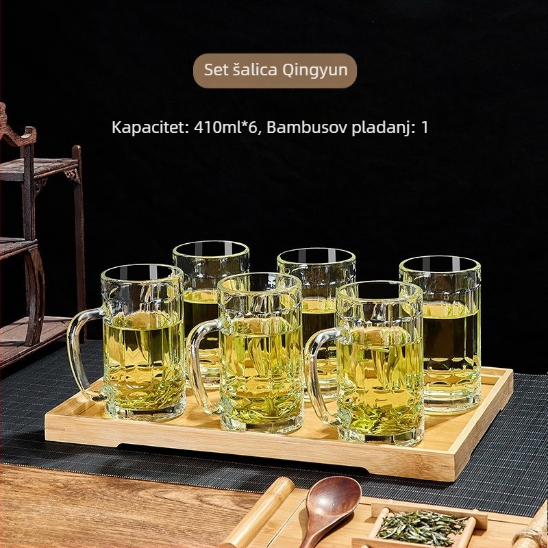 Green Apple staklena šalica za čaj s držačem, termički otporna, za ured, osobna upotreba, vrhunske kvalitete