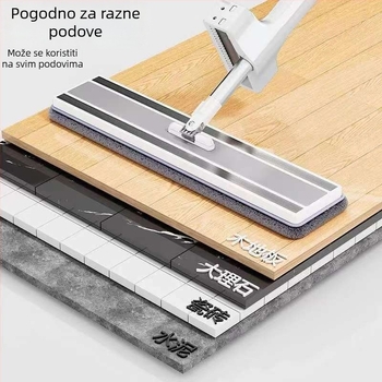 Veliki plosnati mop za kućnu upotrebu, čišćenje bez dodira, suho i mokro čišćenje, mikrovlakna glava i nehrđajući čelični nastavak