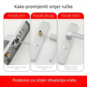 Crna ručka za staklena vrata kupaonice od aluminijskog legiranog materijala s tihim zaključavanjem – unutarnja ručka za kupaonska vrata