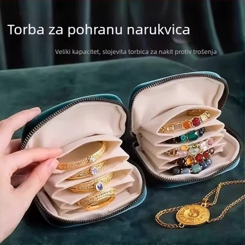 Organizator nakita od flanel materijala, minimalistički clutch, pohrana narukvica i ogrlica, prijenosna kutija s zatvaračem