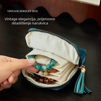 Organizator nakita od flanel materijala, minimalistički clutch, pohrana narukvica i ogrlica, prijenosna kutija s zatvaračem