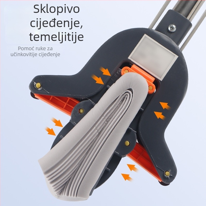 Kućni spužvasti mop za kućnu upotrebu, čišćenje bez dodirivanja, apsorpcijski mop za pod, velika veličina, gumasto-pamučna tkanina, sklopivi dizajn za iscijeđivanje vode