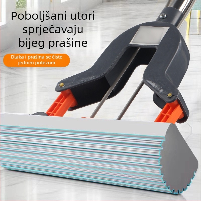 Kućni spužvasti mop za kućnu upotrebu, čišćenje bez dodirivanja, apsorpcijski mop za pod, velika veličina, gumasto-pamučna tkanina, sklopivi dizajn za iscijeđivanje vode