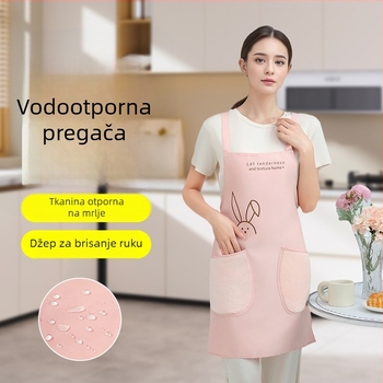 Vodootporna pregača s dvostrukim džepovima i motivom zeca za catering, otporna na ulje i prljavštinu
