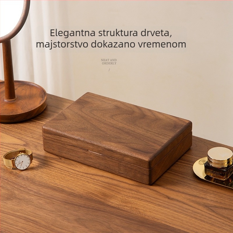 Drvena kutija za nakit od masivnog drveta sa zaključavanjem, velika kapaciteta, novi model, luksuzan drveni dizajn, izuzetan dar