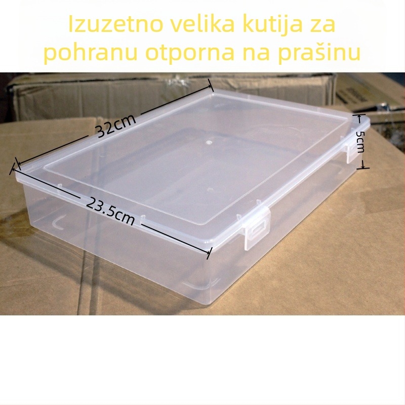 Velika prozirna PP plastična kutija za pohranu, otporna na prašinu, organizator za uredske potrepštine i alate, pravokutnog oblika