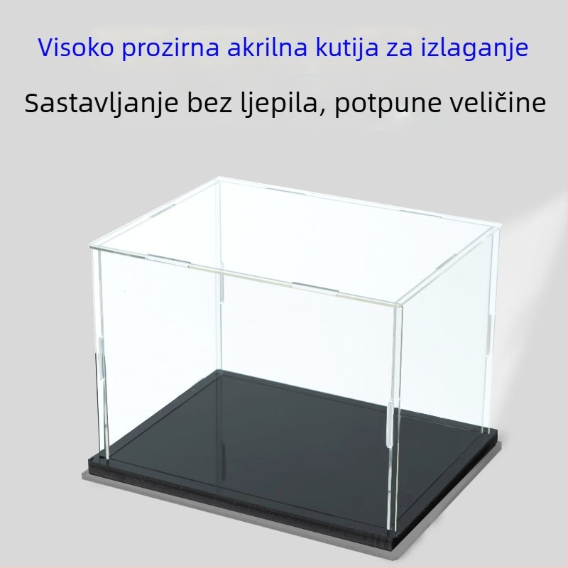 Prozirna akrilna kutija za izlaganje modela sa poklopcem, otporna na prašinu kutija za pohranu građevnih blokova, sklopiva