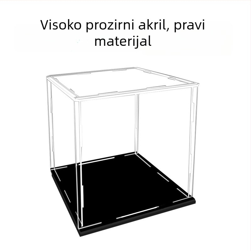 Prozirna akrilna kutija za izlaganje modela sa poklopcem, otporna na prašinu kutija za pohranu građevnih blokova, sklopiva
