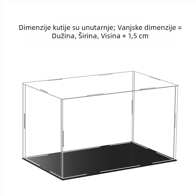 Prozirna akrilna kutija za izlaganje modela sa poklopcem, otporna na prašinu kutija za pohranu građevnih blokova, sklopiva