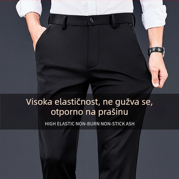 Muške poslovne casual hlače, crne, lagane hlače za proljeće, ljeto i jesen, 2024
