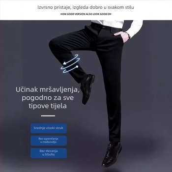 Muške poslovne casual hlače, crne, lagane hlače za proljeće, ljeto i jesen, 2024