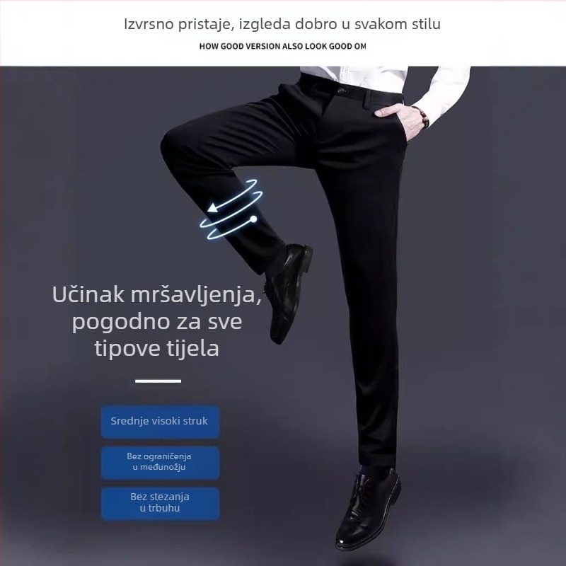 Muške poslovne casual hlače, crne, lagane hlače za proljeće, ljeto i jesen, 2024