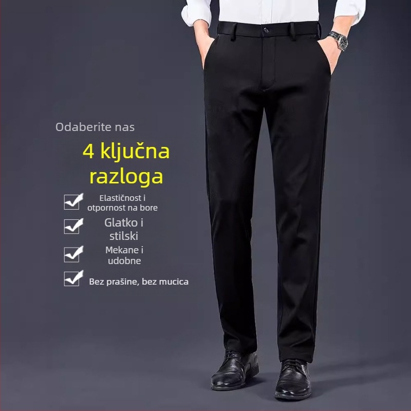Muške poslovne casual hlače, crne, lagane hlače za proljeće, ljeto i jesen, 2024