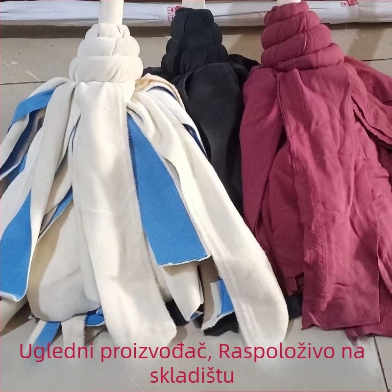 Podni mop s drvenom ručkom i okruglom glavom od tkanine, upijajući, ručno pranje