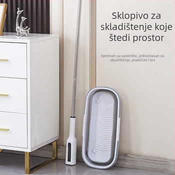 Mop s kolodionskom glavom od pamuka, polovično sklopivi, ručno pranje, upijajući, za kućno čišćenje, ručka od nehrđajućeg čelika