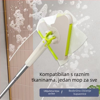 Mali trokutasti mop od mikrovlakana s klipom za krpu, za kućnu upotrebu, čišćenje zidova bez dodirivanja, uklanjanje prašine i brisanje poda.