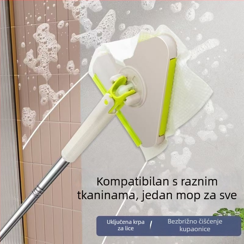 Mali trokutasti mop od mikrovlakana s klipom za krpu, za kućnu upotrebu, čišćenje zidova bez dodirivanja, uklanjanje prašine i brisanje poda.
