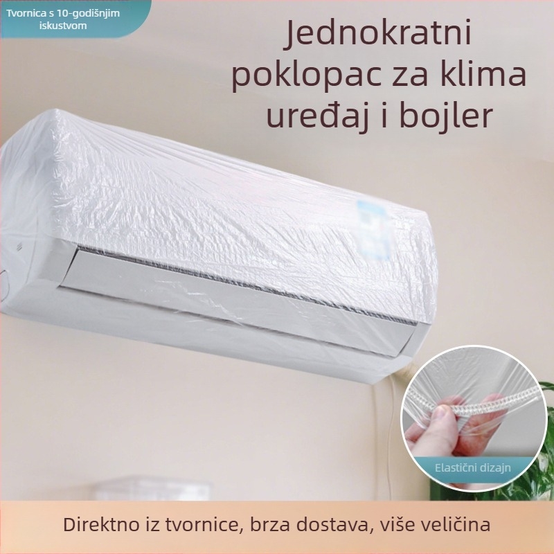 Jednokratni zaštitnik prašine za klimatizacijski uređaj, elastičnog tipa, prozirni plastični pokrov s vezicom