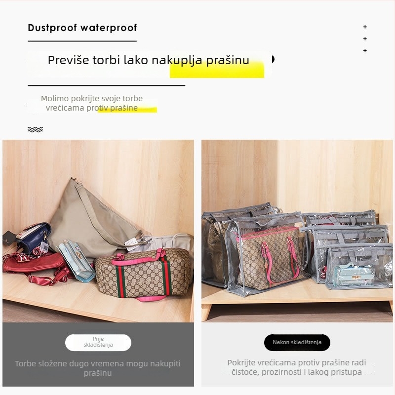 Prozirni viseći organizator za garderobu, kubičnog oblika od netkanog materijala, otporan na prašinu i vlagu