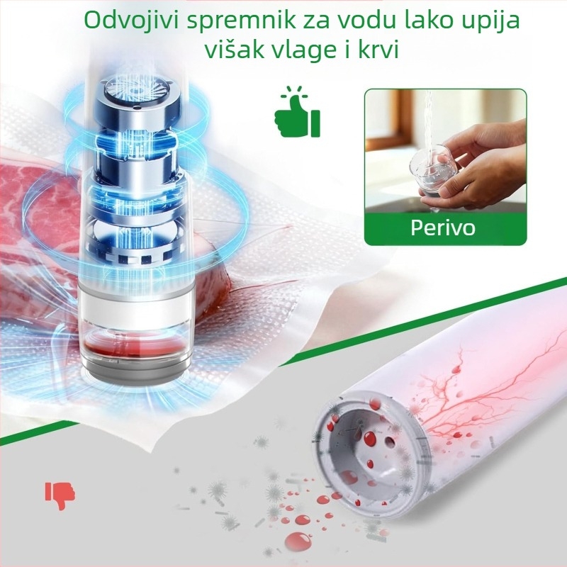 Ručni vakuumski zatvarač za hranu, kompaktno uređaj za vakuumsko pakiranje, USB napajanje, ABS plastika