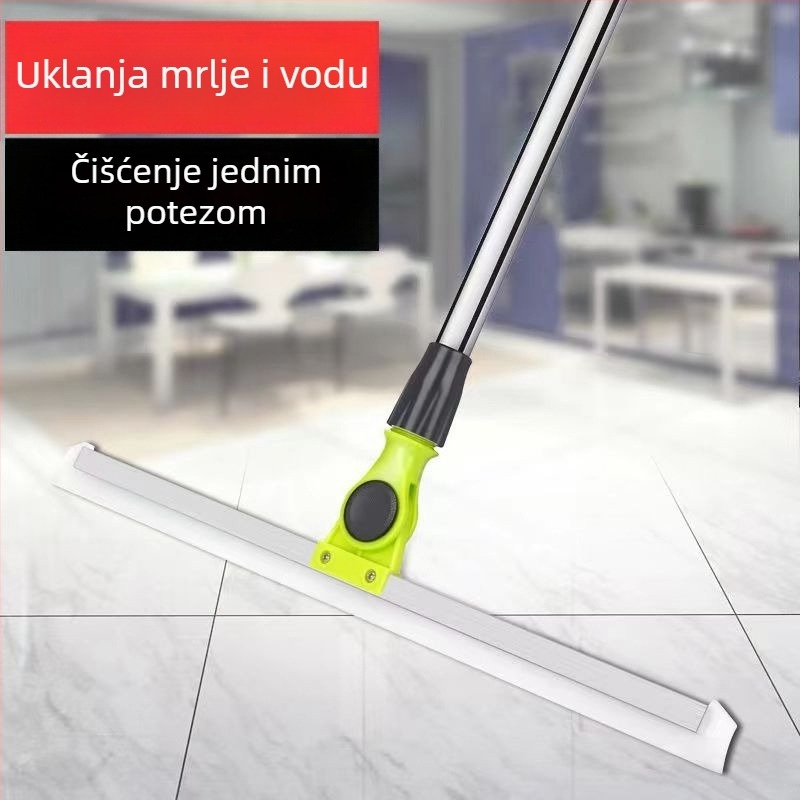 Čarobni mop za kupaonicu s produženim nastavkom i silikonskim skraperom za mokro i suho čišćenje