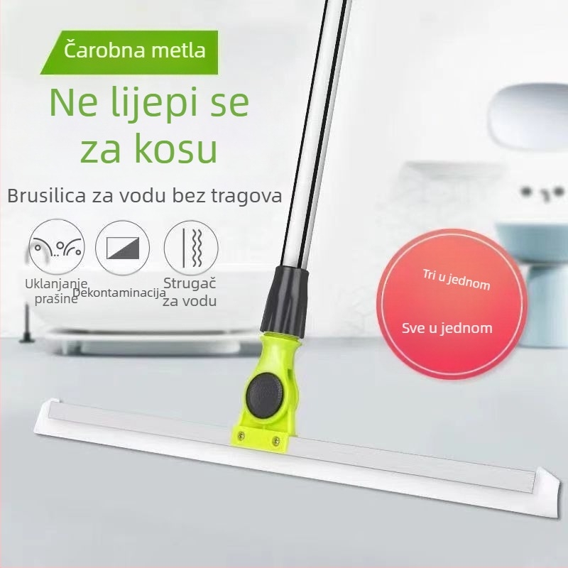 Čarobni mop za kupaonicu s produženim nastavkom i silikonskim skraperom za mokro i suho čišćenje