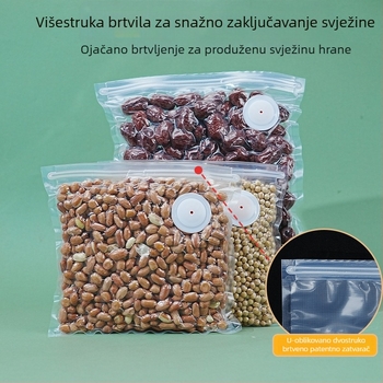 Unaprijeđena vakuumska vrećica za hranu s teksturiranim ventilom za vakuumsko brtvljenje i očuvanje kuhanih namirnica