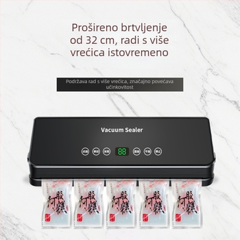 Vakuumski zatvarač s ugrađenim skladištem rola vrećica, kompaktični automatski kućni aparat za zatvaranje, suhi i mokri vakuum, očuvanje svježine