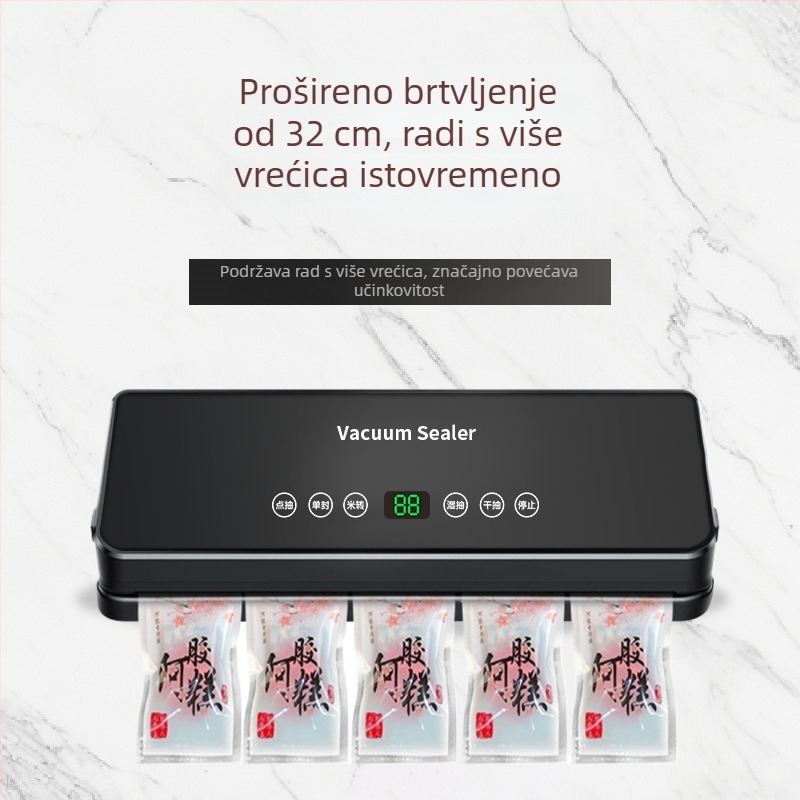 Vakuumski zatvarač s ugrađenim skladištem rola vrećica, kompaktični automatski kućni aparat za zatvaranje, suhi i mokri vakuum, očuvanje svježine