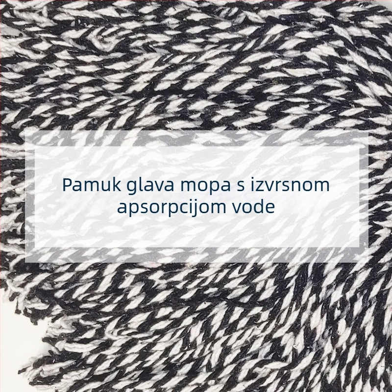 Staromodni mop od pamuka s drvenom šipkom, ručno stiskanje, okrugla glava, upijajući pamuk, za kućne i školske podove.