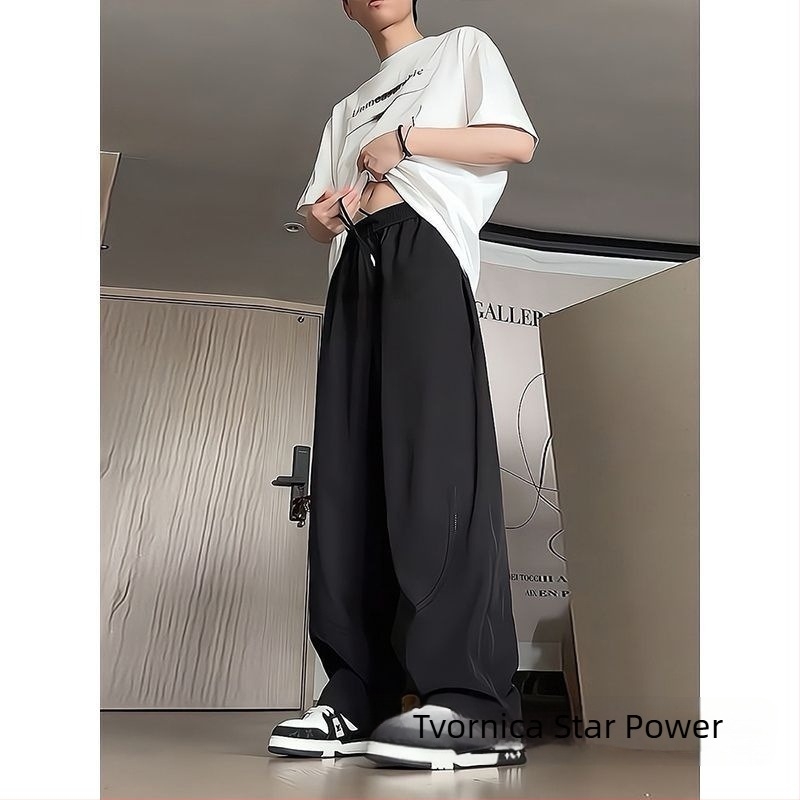 Khaki hlače od ice silk za muškarce, ljetne, tanke, prozračne i brzo sušeće, sportske hlače širokog kroja, casual