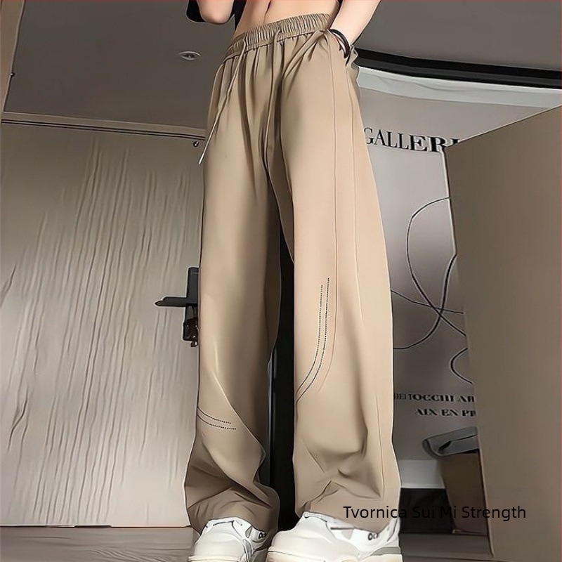 Khaki hlače od ice silk za muškarce, ljetne, tanke, prozračne i brzo sušeće, sportske hlače širokog kroja, casual