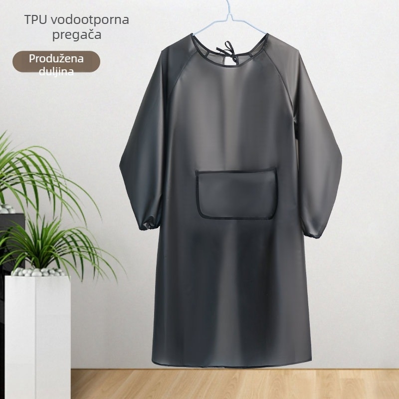 TPU vodootporna kuhinjska pregača s dugim rukavima, obostrano nošena, otporna na ulje, za odrasle