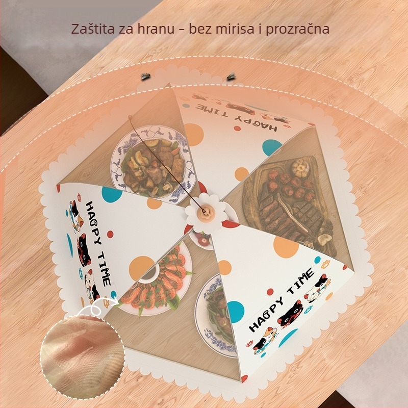 Okrugli veliki sklopivi poklopac za hranu za stol, zaštita od komaraca i muha