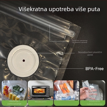 Vakuumske vrećice za hranu s ventilom zraka, za kuhinju i hladnjak