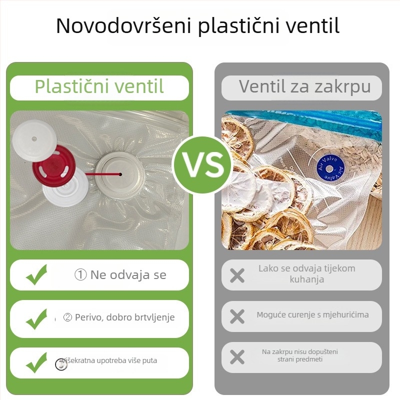 Vakuumske vrećice za hranu s ventilom zraka, za kuhinju i hladnjak