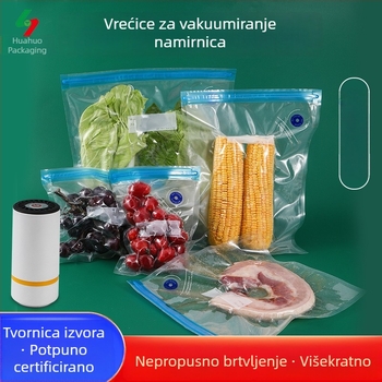 Vakuumska vrećica za hranu s ventilom za ispuštanje zraka i rebrastom teksturom, za kućnu upotrebu