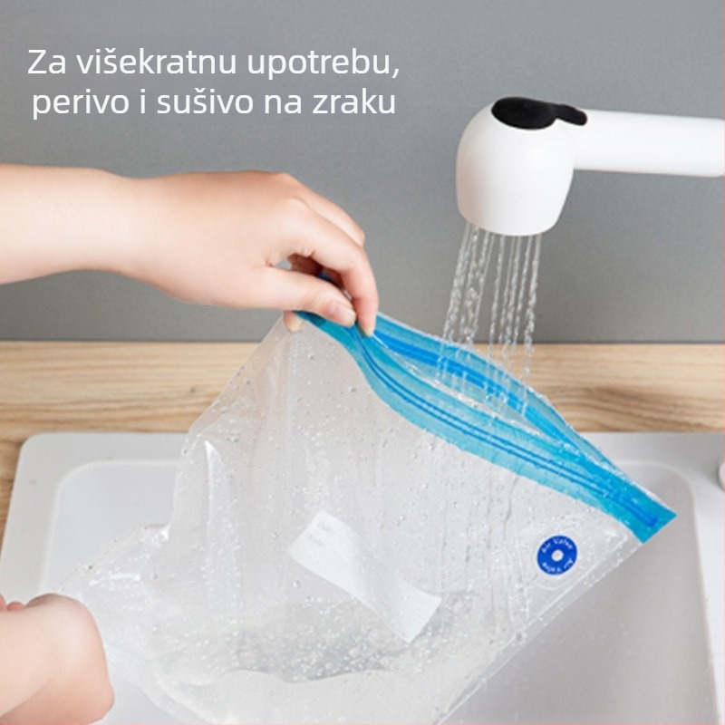 Vakuumska vrećica za hranu s ventilom za ispuštanje zraka i rebrastom teksturom, za kućnu upotrebu