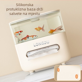 Stolna kutija za maramice 2-u-1 s akvarijem i vidljivom figuricom, prozirna, višenamjenska, velik kapacitet, dvostruko skladištenje